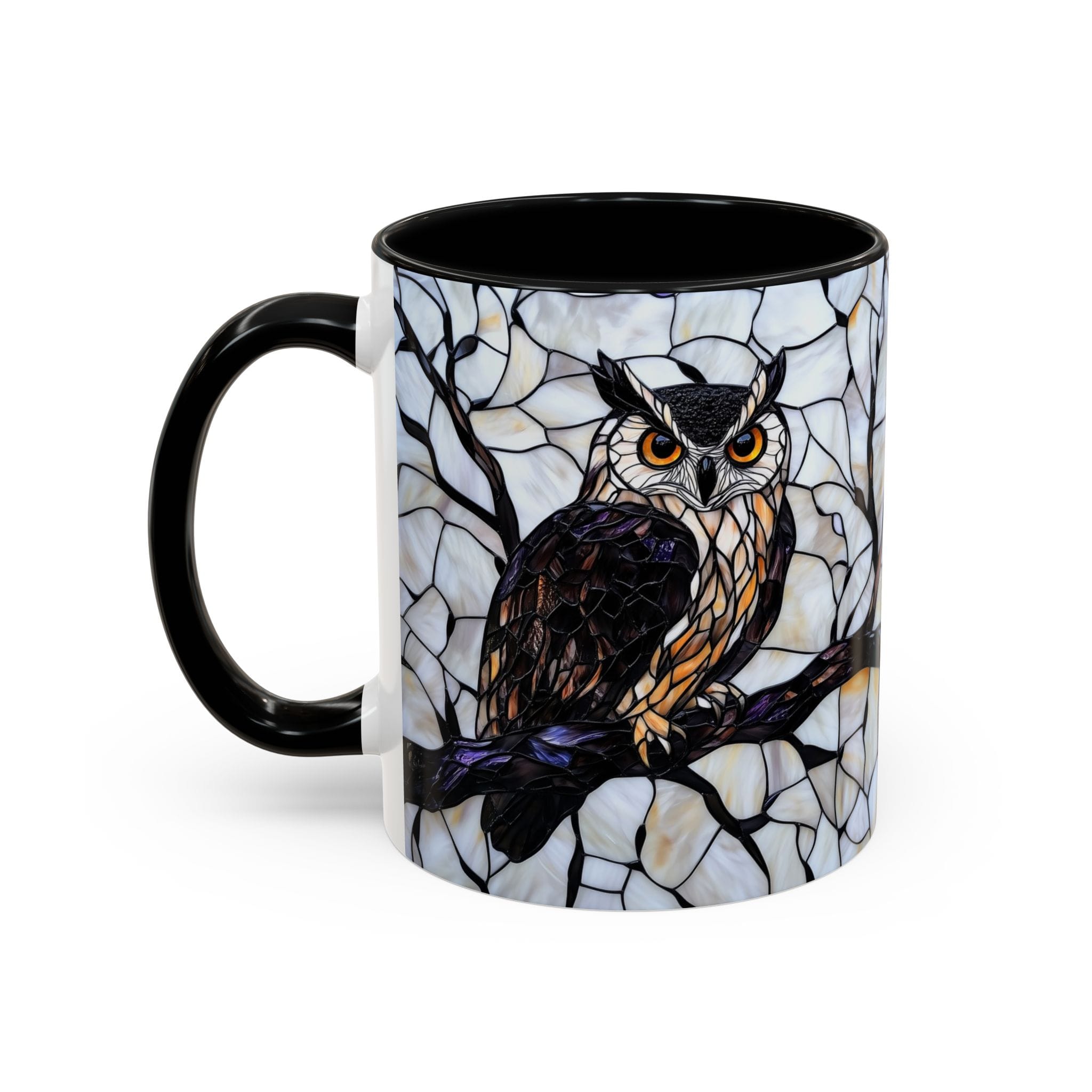 Great Horned Owl Stained Glass Coffee Mug - Image 2