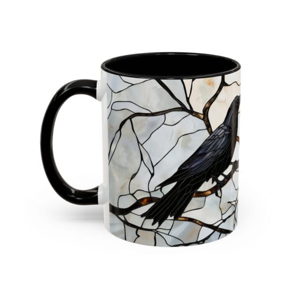 Crow or Raven Stained Glass Coffee Mug - Image 3