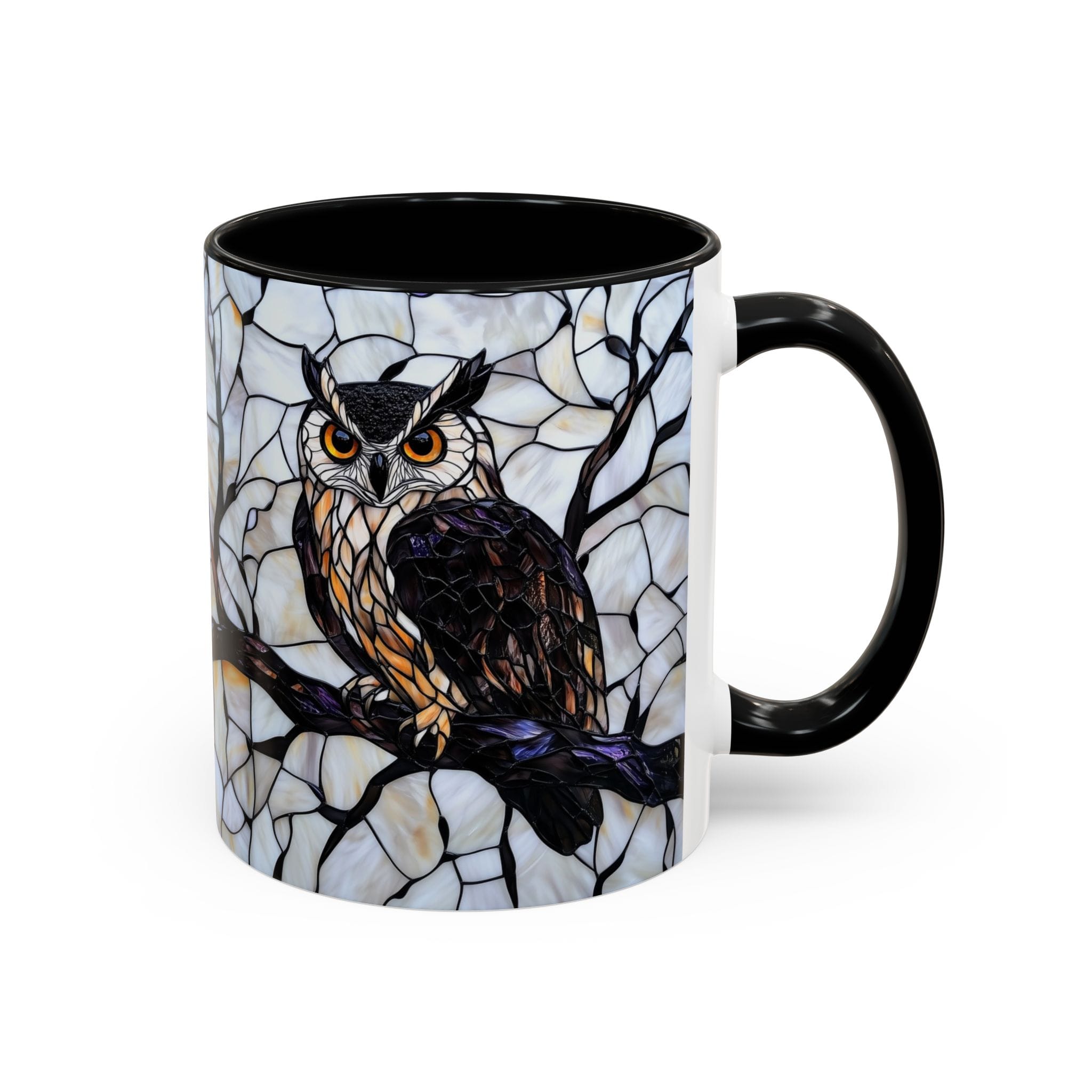 Great Horned Owl Stained Glass Coffee Mug - Image 3