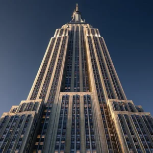 Empire state building looking up at it